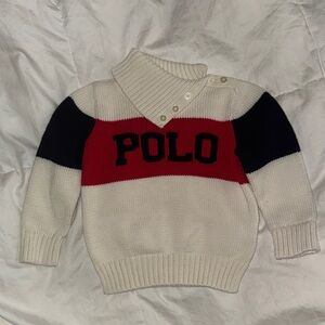 Polo by Ralph Lauren toddler 2t Turtleneck Sweater in Cream, Red, and navy-